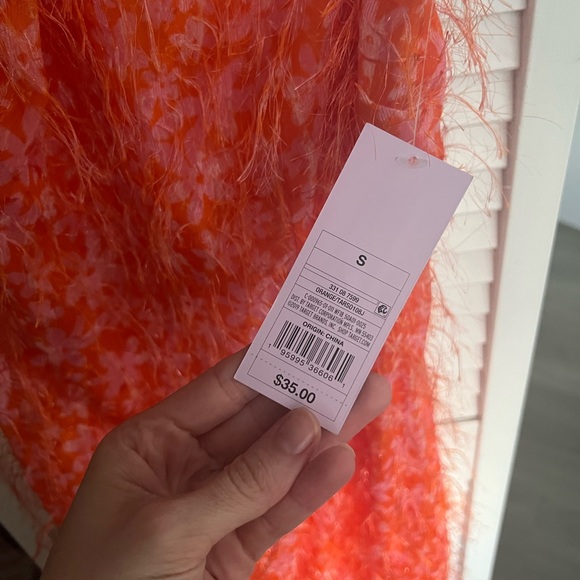 Orange Floral Feather Halter Side Slit Dress - Picture 5 of 6